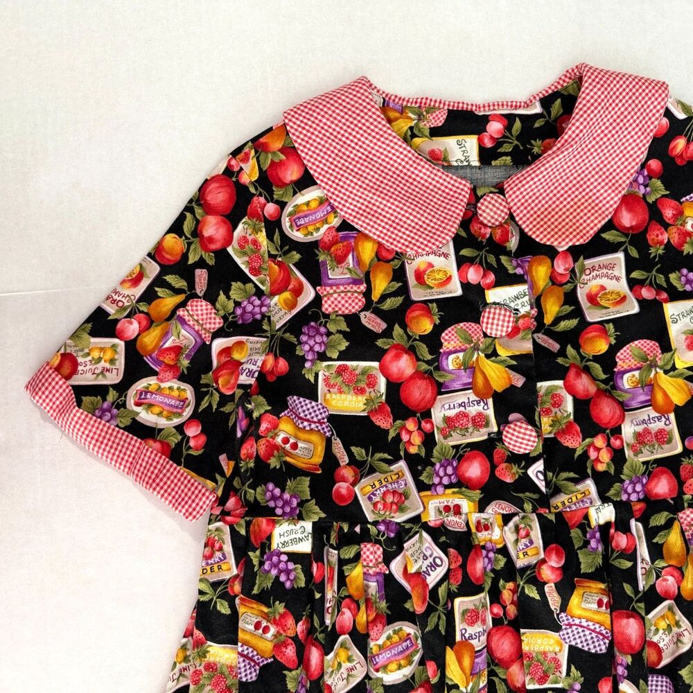 Handmade Short-Sleeve Collared Button-up Baby doll Dress, XS Cottagecore OOAK